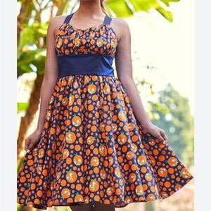 Disney Parks Orange Bird Empire Waist Fit and Flair Dress